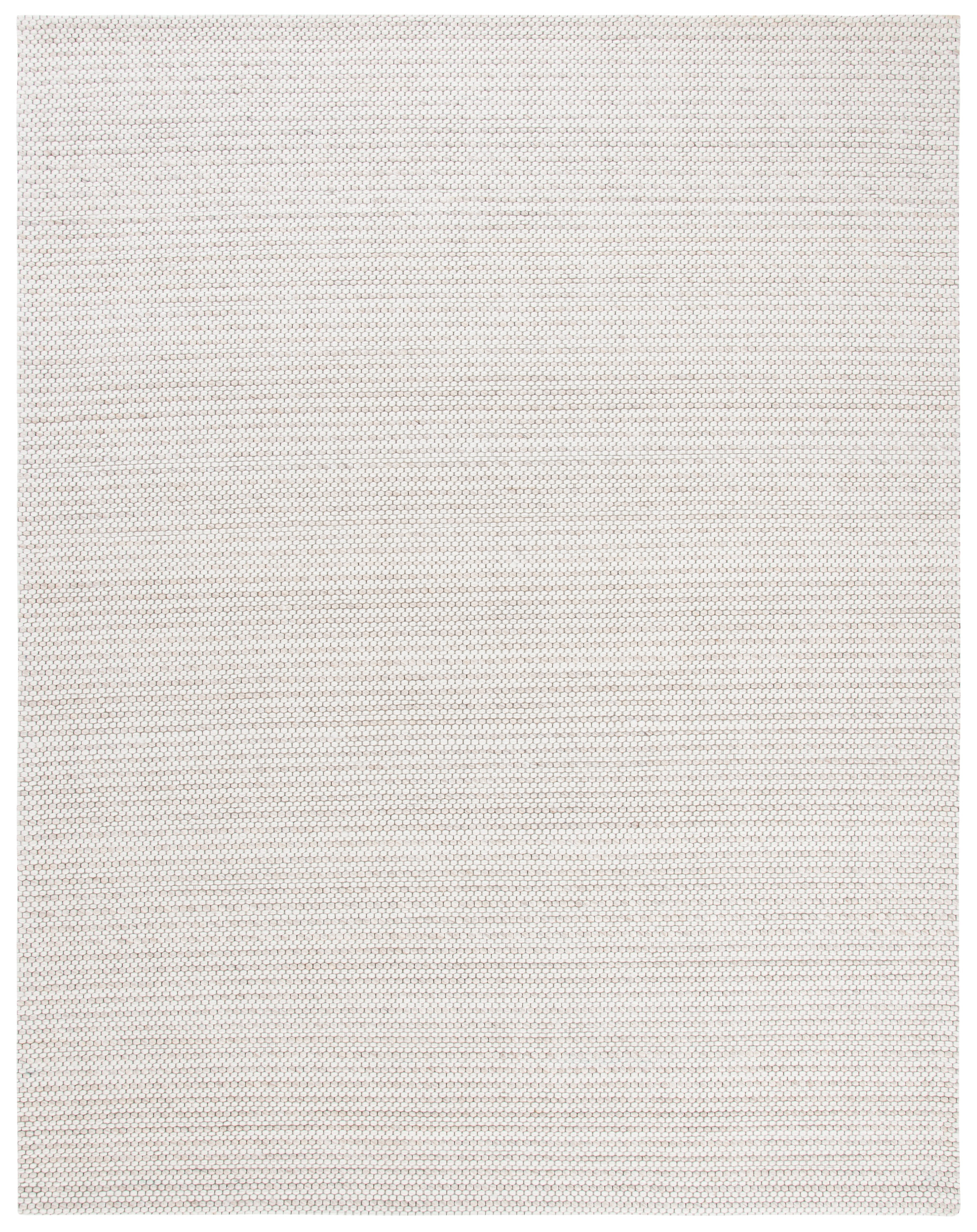 Ivory and Light Brown Flat Woven Wool Area Rug, 8' x 10'