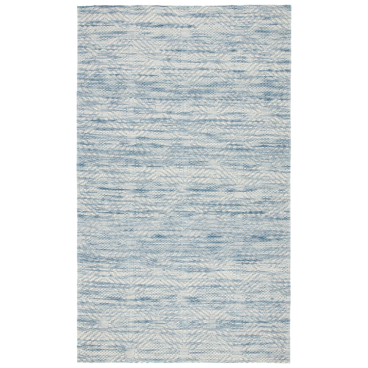Light Blue and Beige Flat Woven Wool Rug, 2' 3" x 8'
