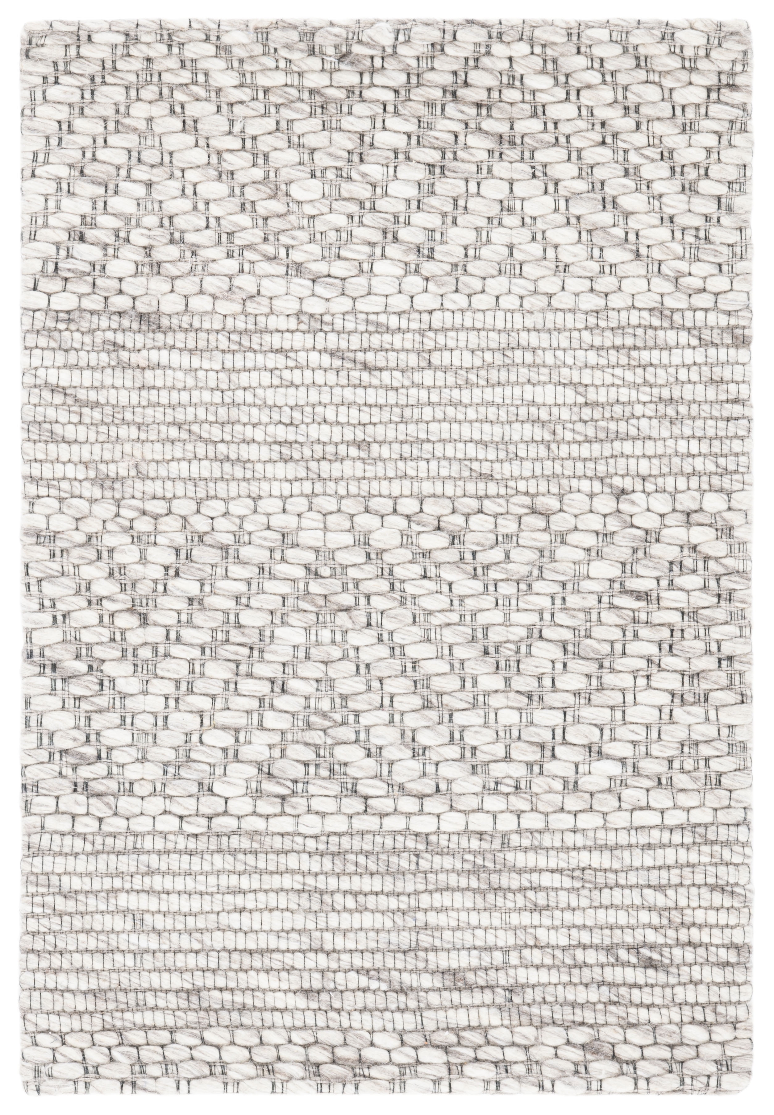 Beige and Light Grey Geometric Wool Synthetic Area Rug 3' x 5'