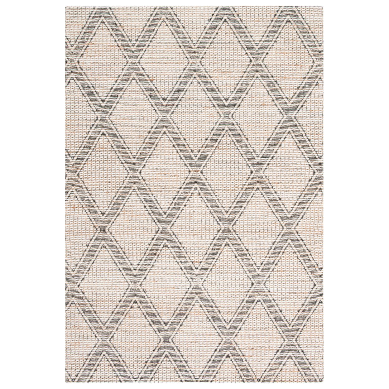 Ivory Diamond Flat Woven Round Wool Area Rug
