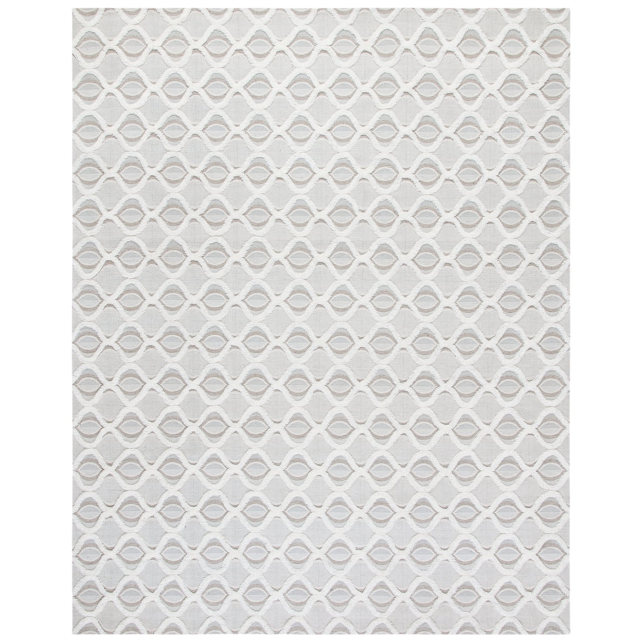 Marbella 8' x 10' White Geometric Wool and Synthetic Rug