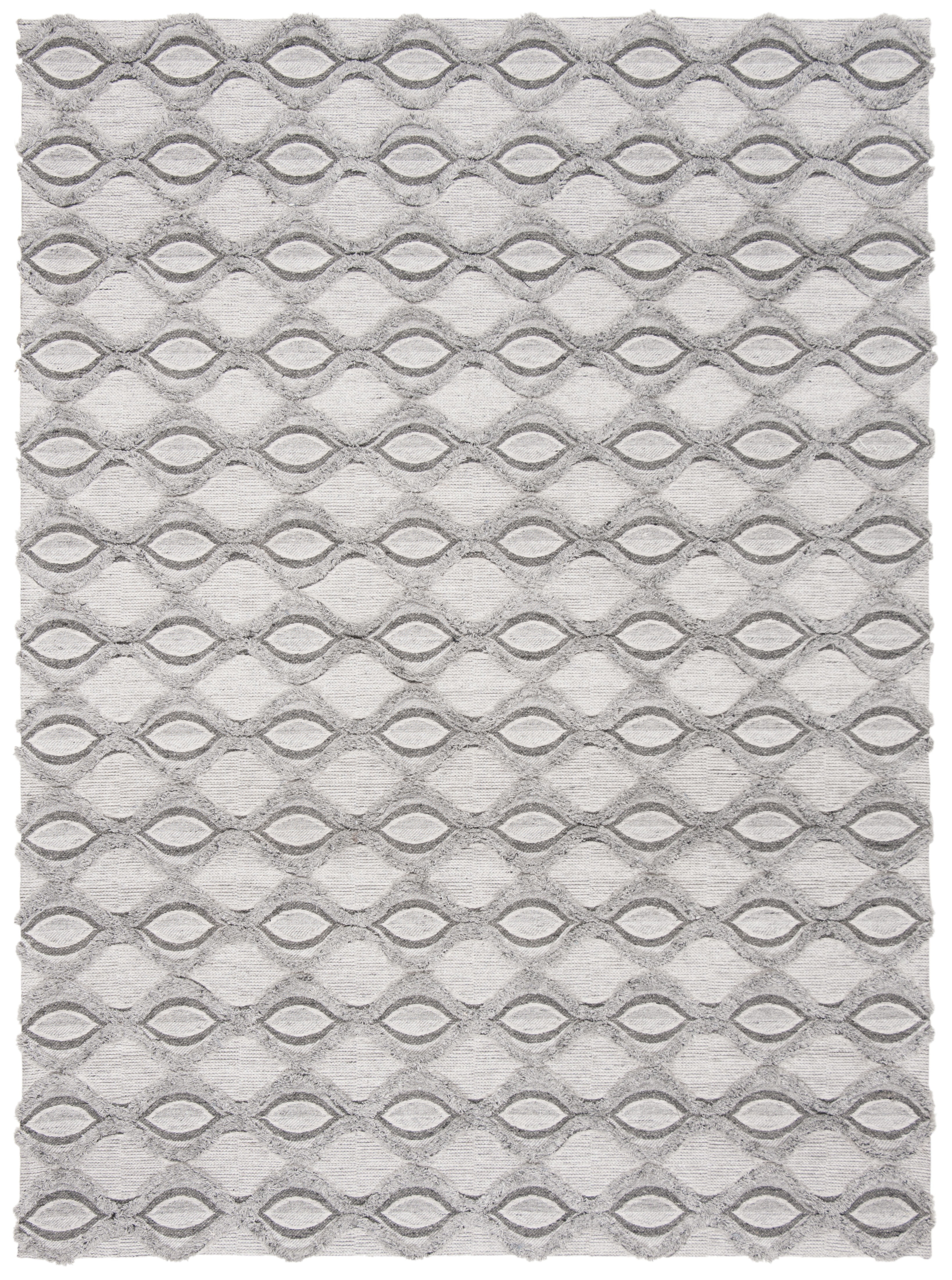 Gray Geometric Trellis Handwoven Wool Area Rug, 3' x 5'