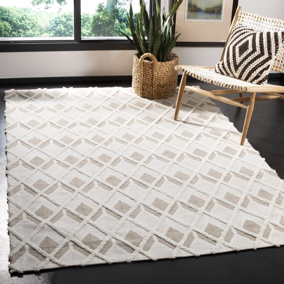 SAFAVIEH Marbella Melyssa Geometric Diamonds Area Rug, Beige/Ivory, 8' x 10'