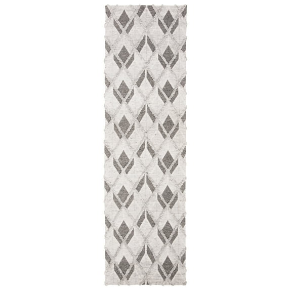 SAFAVIEH Marbella Melyssa Geometric Diamonds Runner Rug, Grey/Charcoal, 2'3" x 8'