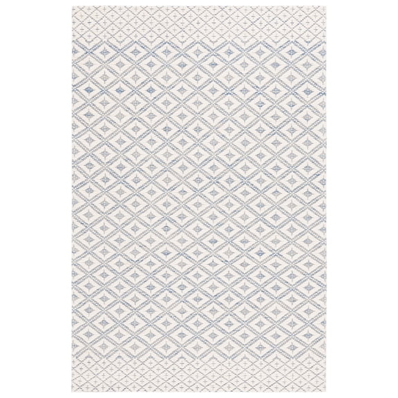 SAFAVIEH Marbella Mervyn Diamond Area Rug, Blue/Ivory, 5' x 8'