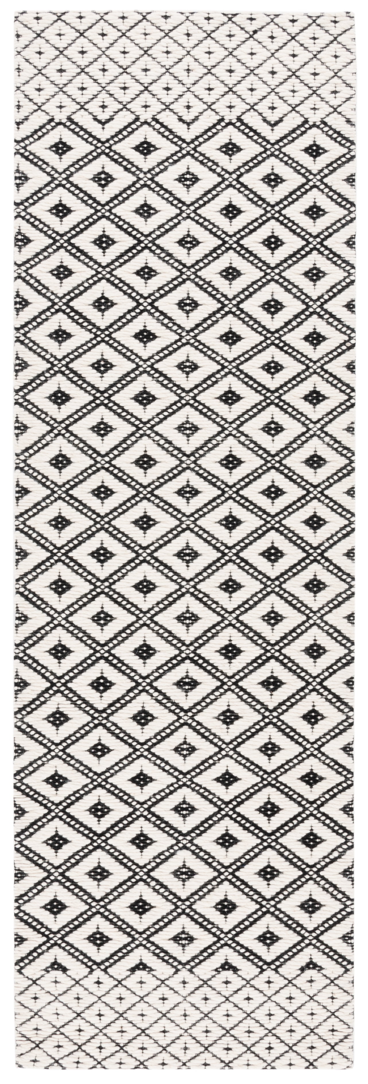 SAFAVIEH Marbella Mervyn Diamond Runner Rug, Black/Ivory, 2'6" x 8'
