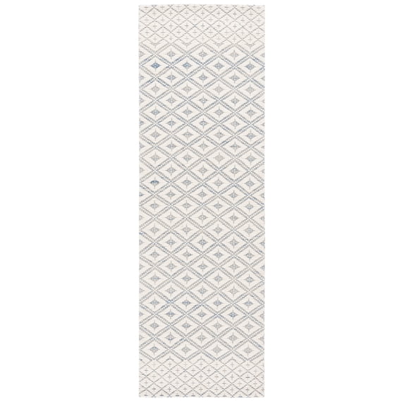 SAFAVIEH Marbella Mervyn Diamond Runner Rug, Blue/Ivory, 2'6" x 8'