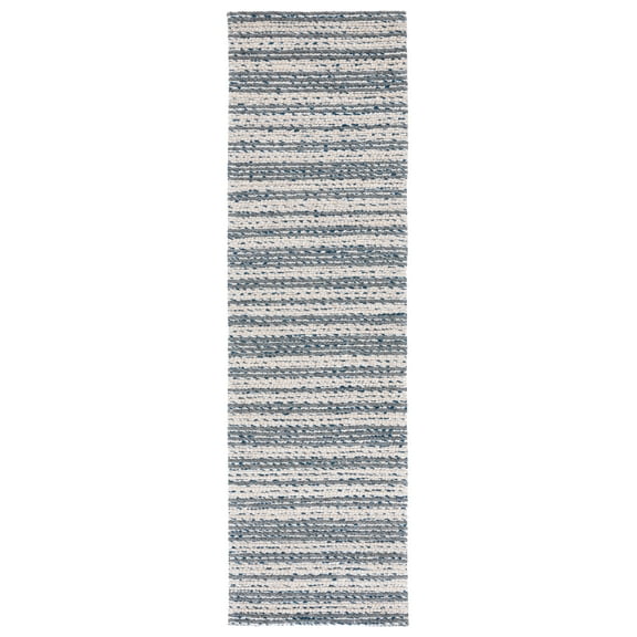SAFAVIEH Marbella Neven Striped Runner Rug, Ivory/Grey, 2'3" x 8'