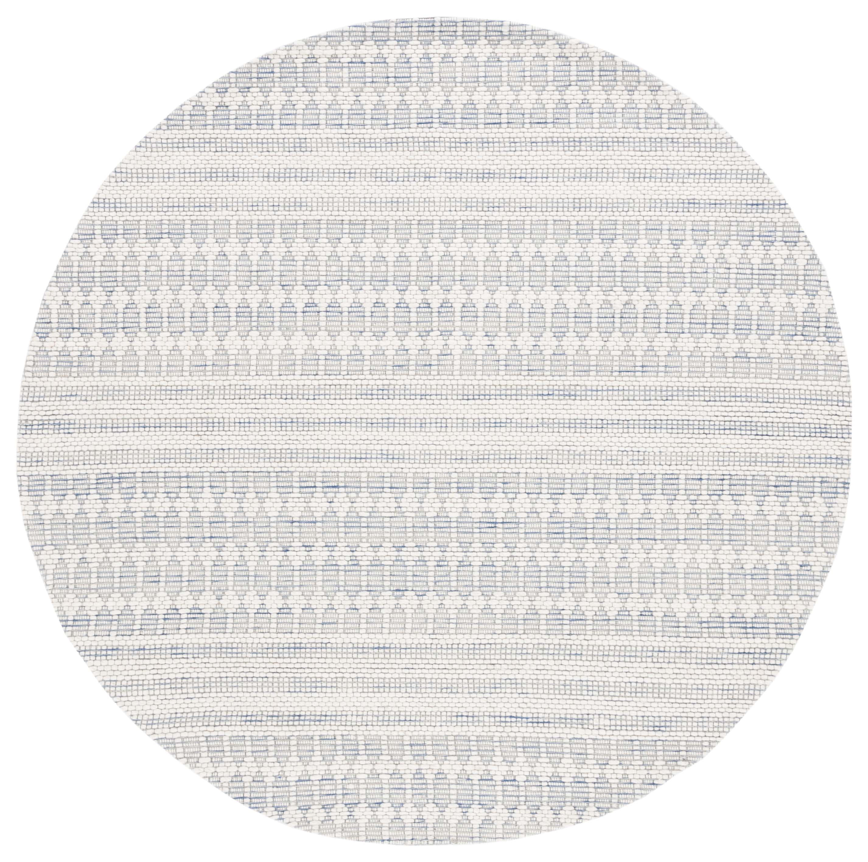 SAFAVIEH Marbella Norton Geometric Area Rug, Navy/Ivory, 6' x 6' Round