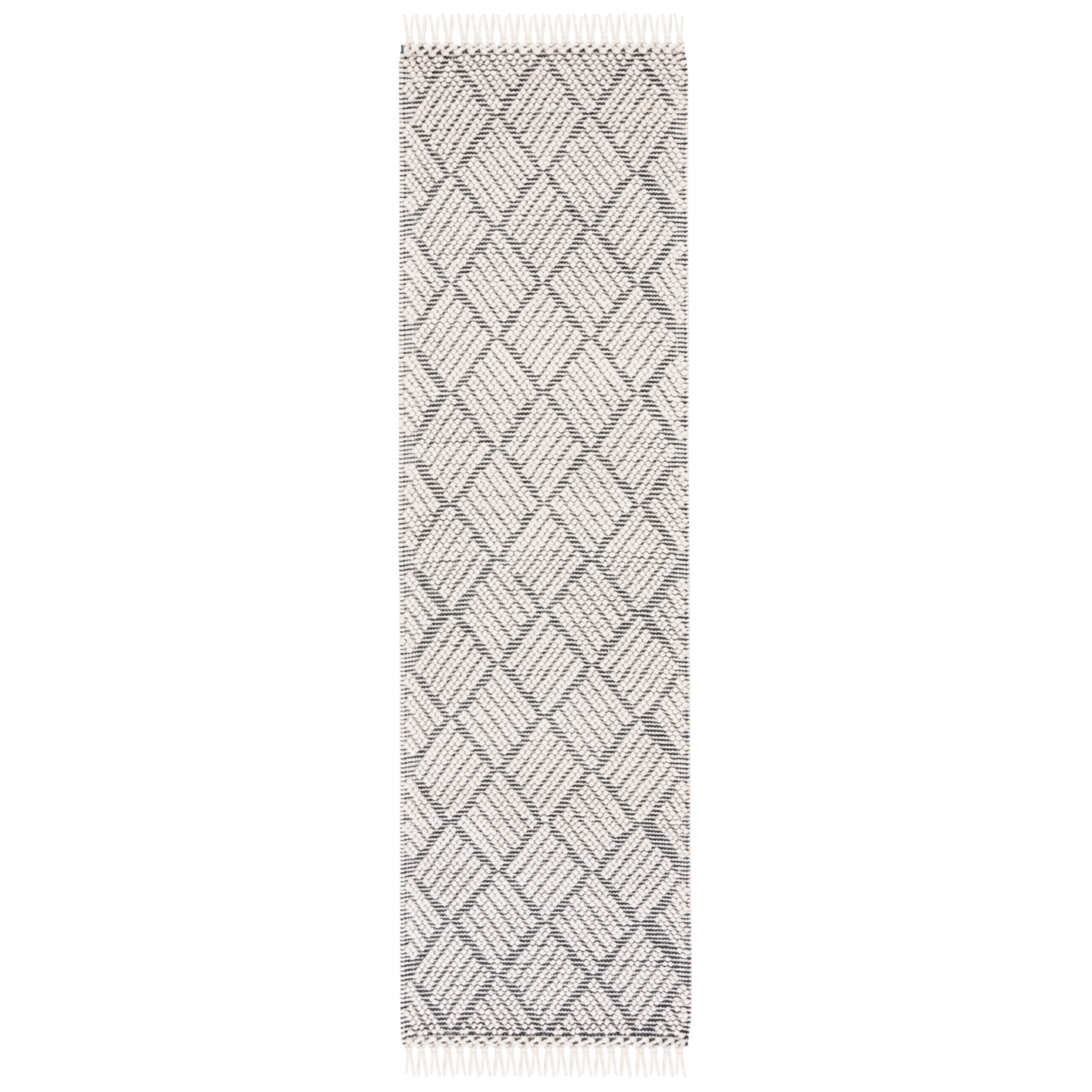 SAFAVIEH Marbella Ombre Diamond Runner Rug, Ivory/Black, 2'3" x 8'