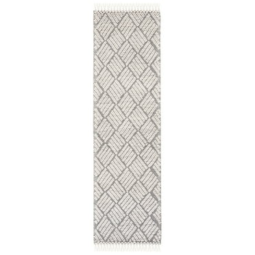 SAFAVIEH Marbella Ombre Diamond Runner Rug, Ivory/Black, 2'3" x 8'