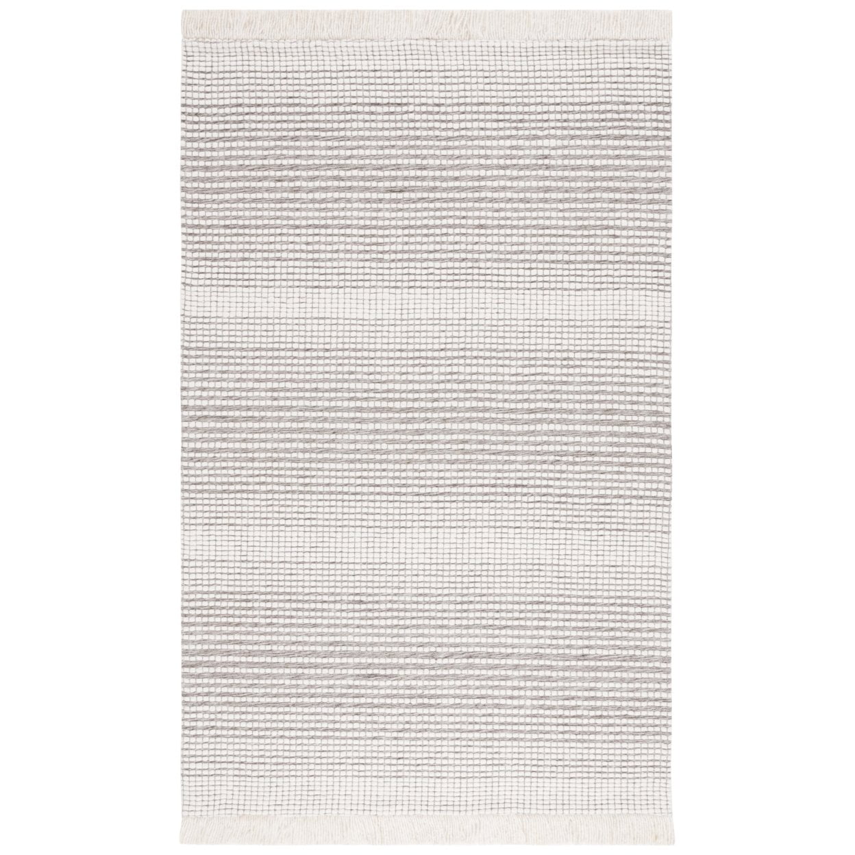Ivory and Dark Brown 6' x 9' Wool Flat Woven Rug