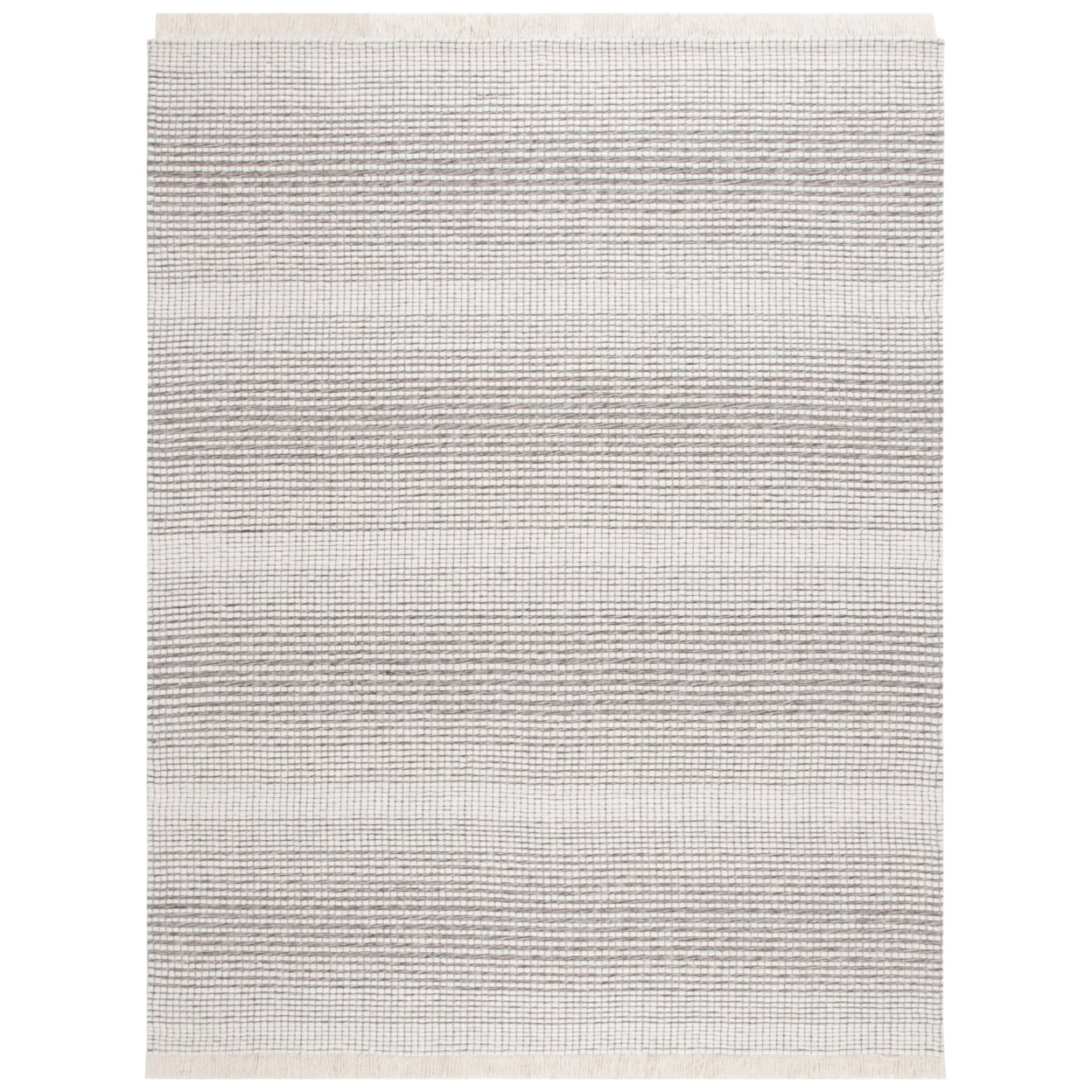 Ivory and Dark Brown Handwoven Wool 8' x 10' Area Rug