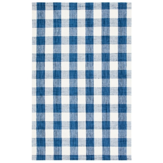 SAFAVIEH Marbella Phylliss Checkered Area Rug, Navy/Ivory, 4' x 6'