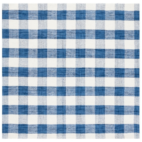SAFAVIEH Marbella Phylliss Checkered Area Rug, Navy/Ivory, 6' x 6' Square