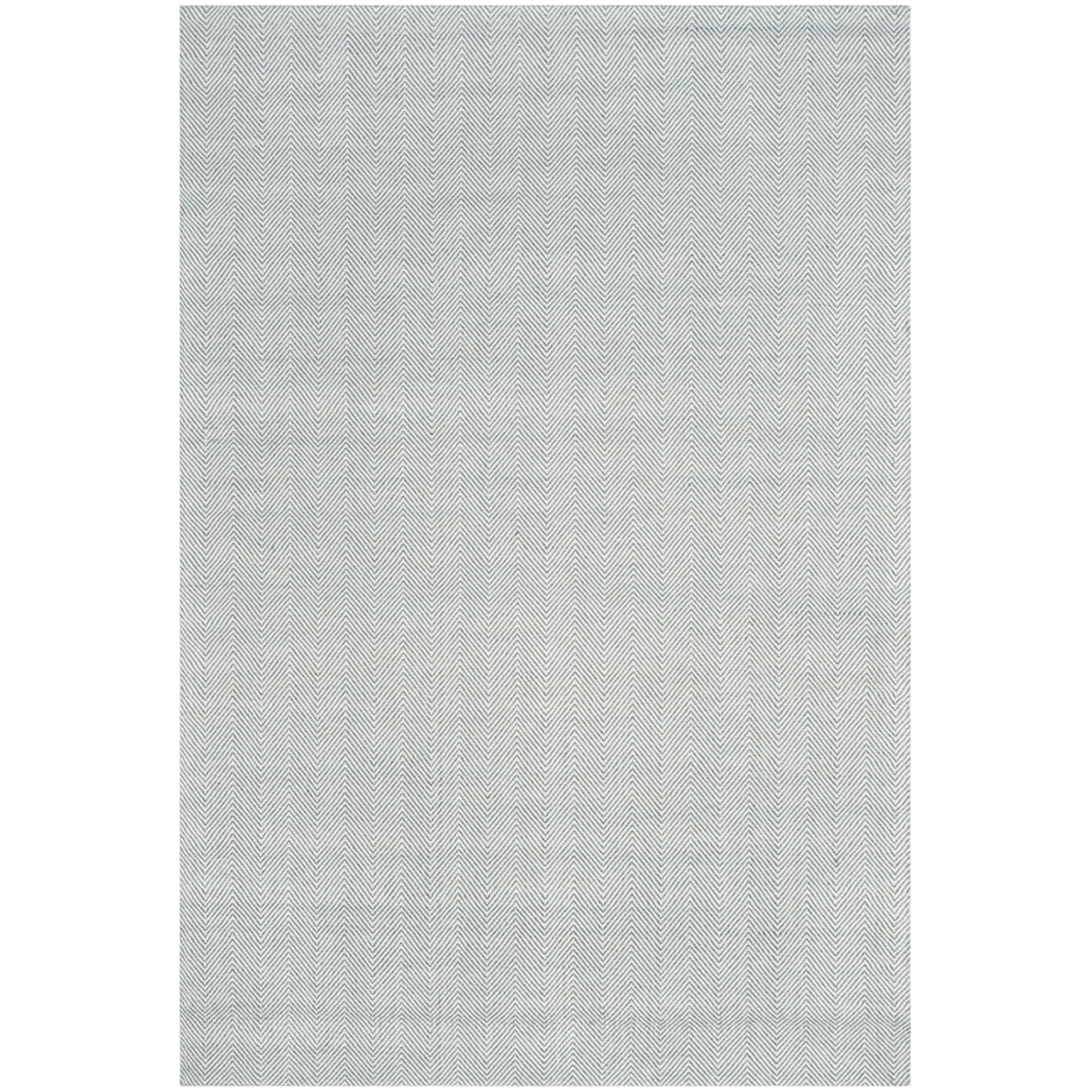 Light Blue Rectangular 4' x 6' Hand-Tufted Wool and Viscose Rug