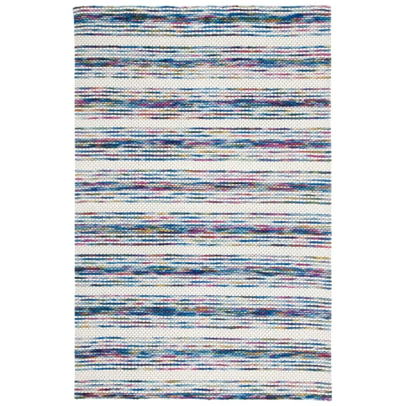 SAFAVIEH Marbella Roland Striped Area Rug, Ivory/Blue, 3' x 5'