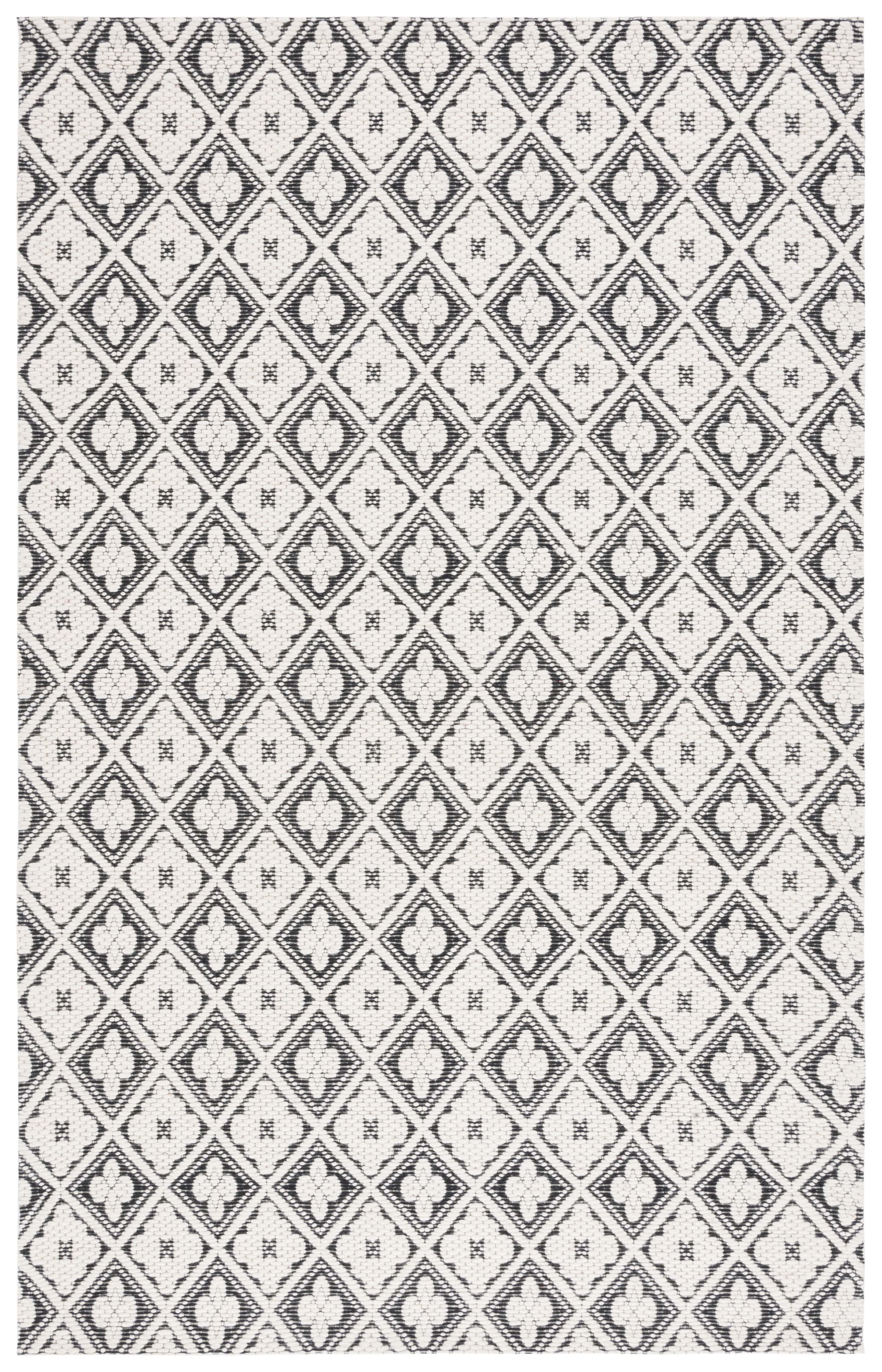 Marbella Hand-Woven Black & Ivory Striped 4' x 6' Rug