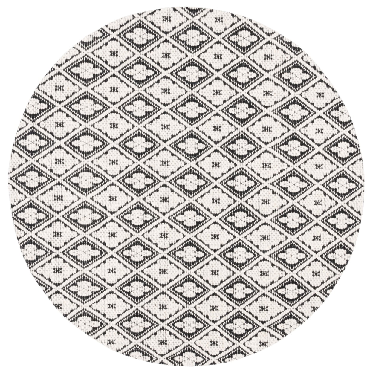 SAFAVIEH Marbella Rosario Geometric Area Rug, Black/Ivory, 6' x 6' Round