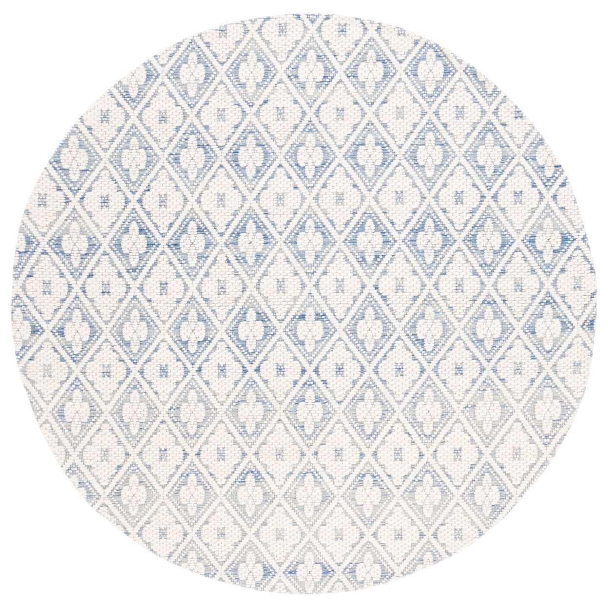 SAFAVIEH Marbella Rosario Geometric Area Rug, Blue/Ivory, 6' x 6' Round