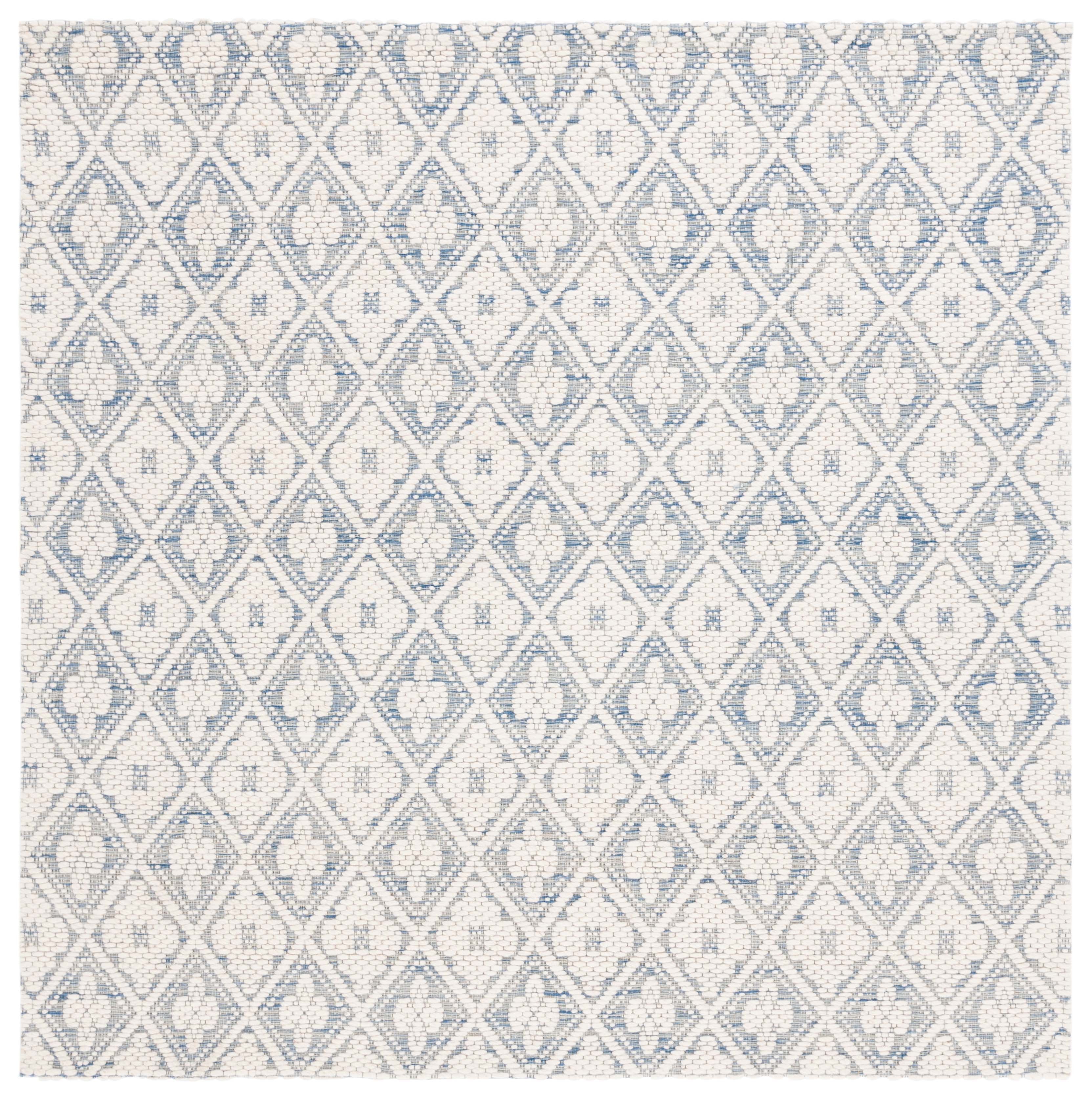 SAFAVIEH Marbella Rosario Geometric Area Rug, Blue/Ivory, 6' x 6' Square