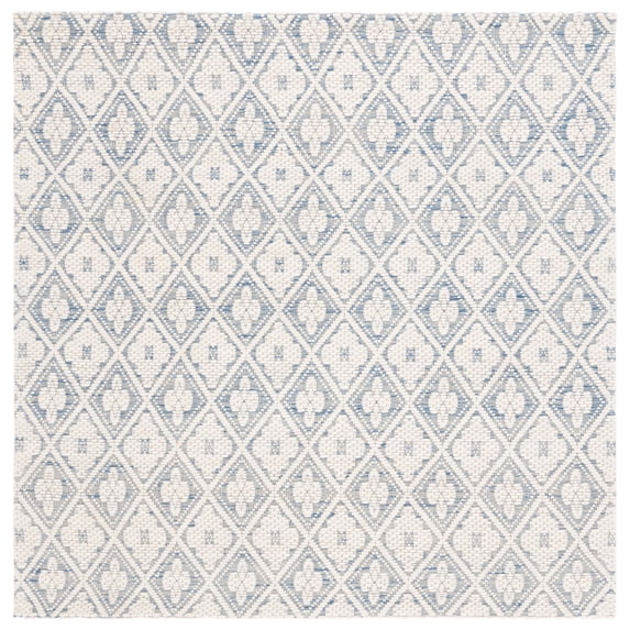 SAFAVIEH Marbella Rosario Geometric Area Rug, Blue/Ivory, 6' x 6' Square