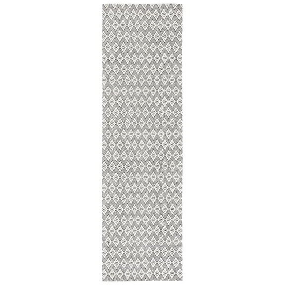 SAFAVIEH Marbella Saleem Diamond Runner Rug, Ivory/Black, 2'3" x 8'