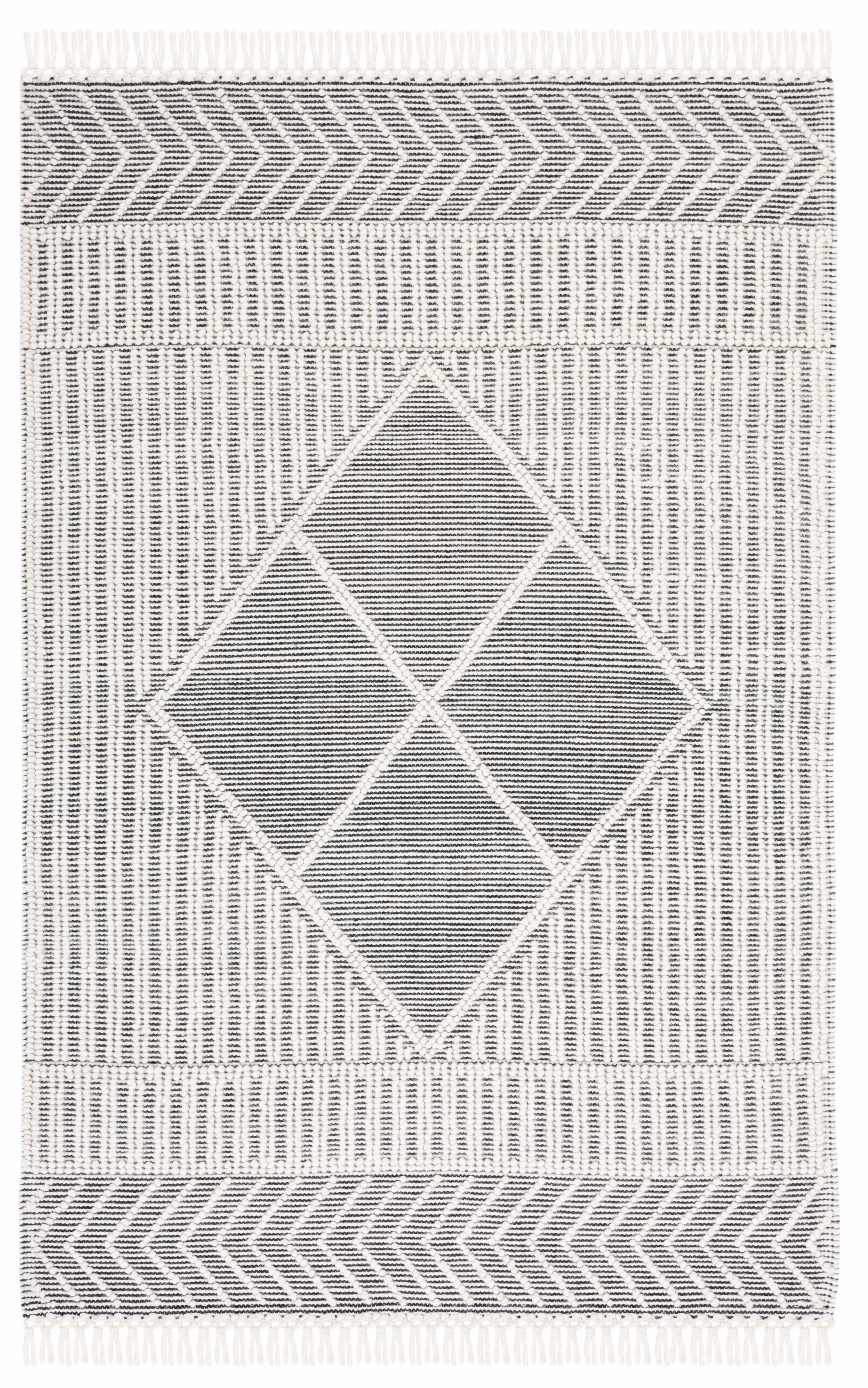 SAFAVIEH Marbella Scarlett Diamond Area Rug, Ivory/Black, 5' x 8'