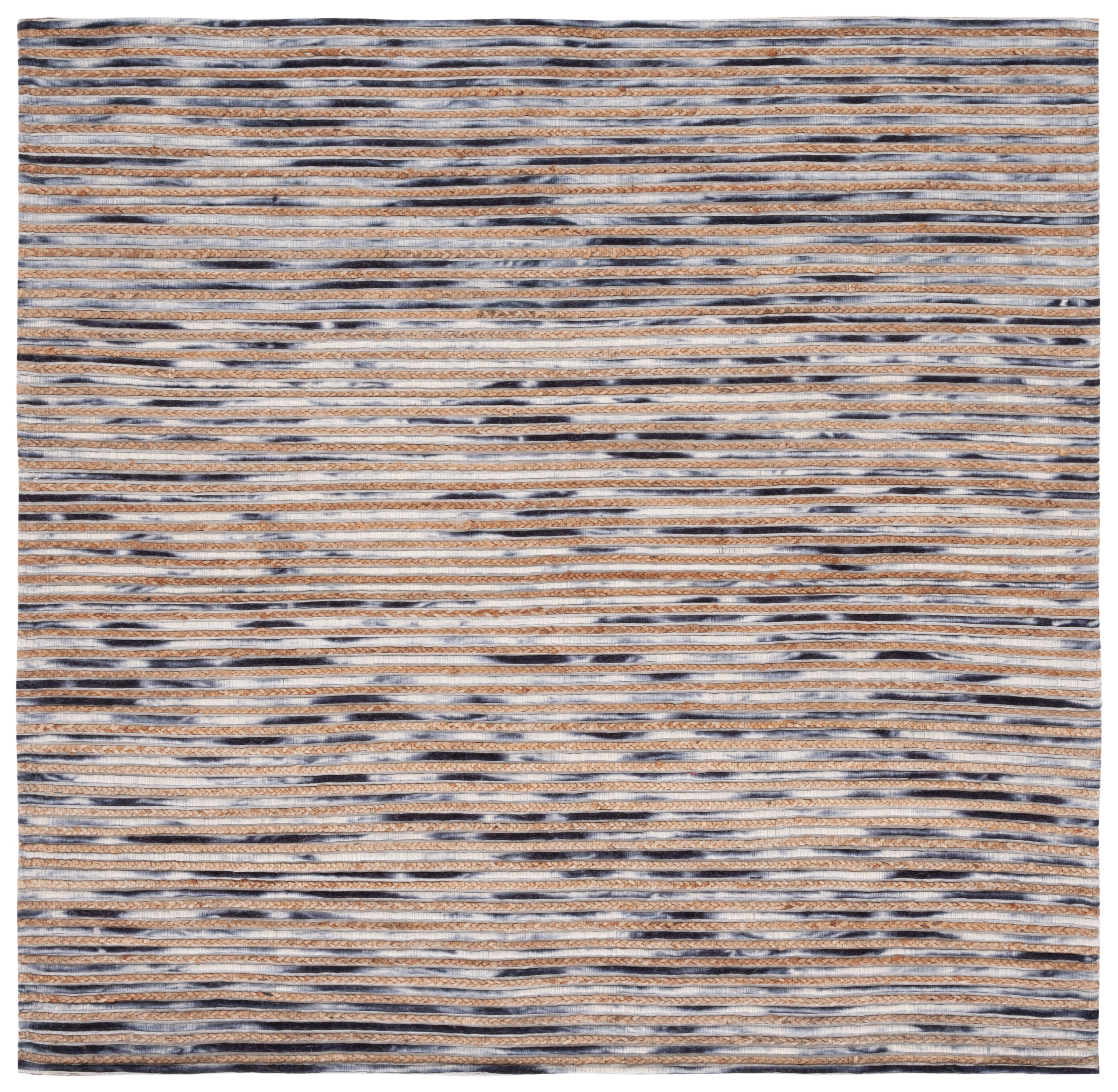 SAFAVIEH Marbella Stanley Striped Area Rug, Natural/Grey, 6' x 6 ...