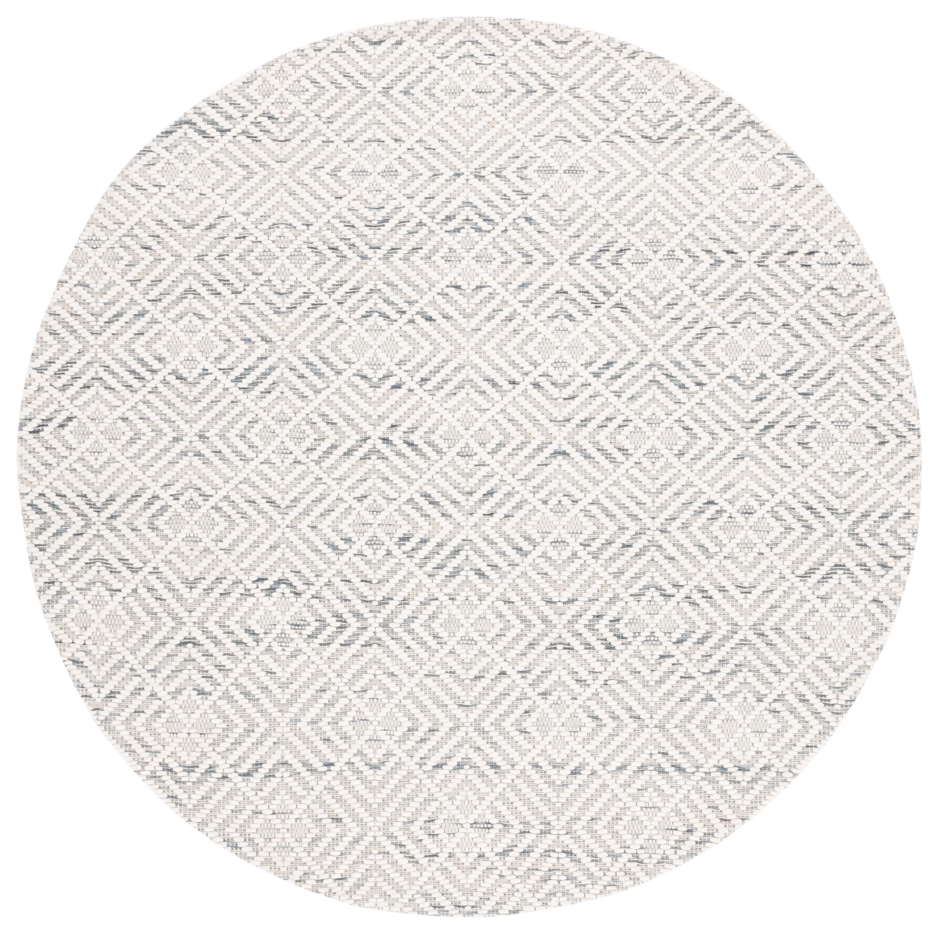 SAFAVIEH Marbella Trent Diamond Area Rug, Ivory/Black, 6' x 6' Round