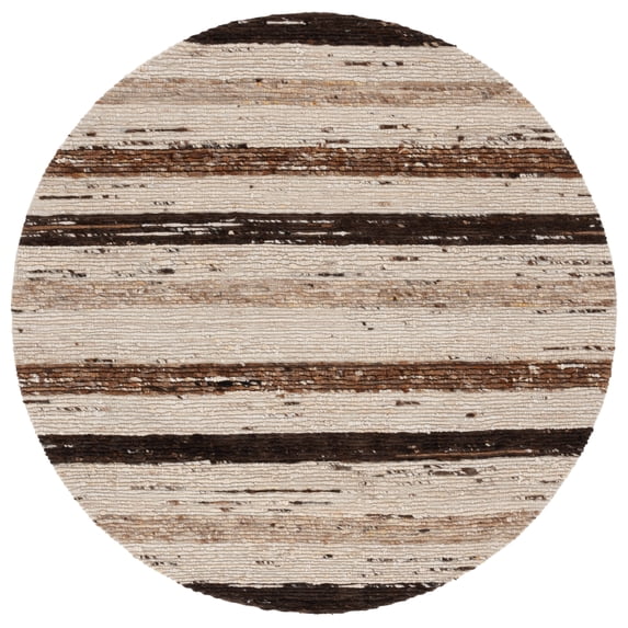 SAFAVIEH Marbella Wardell Striped Area Rug, Brown/Beige, 6' x 6' Round