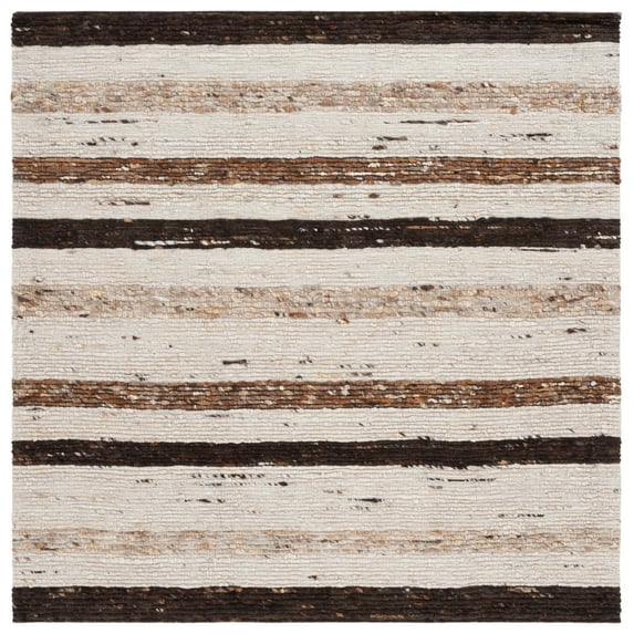 SAFAVIEH Marbella Wardell Striped Area Rug, Brown/Beige, 6' x 6' Square