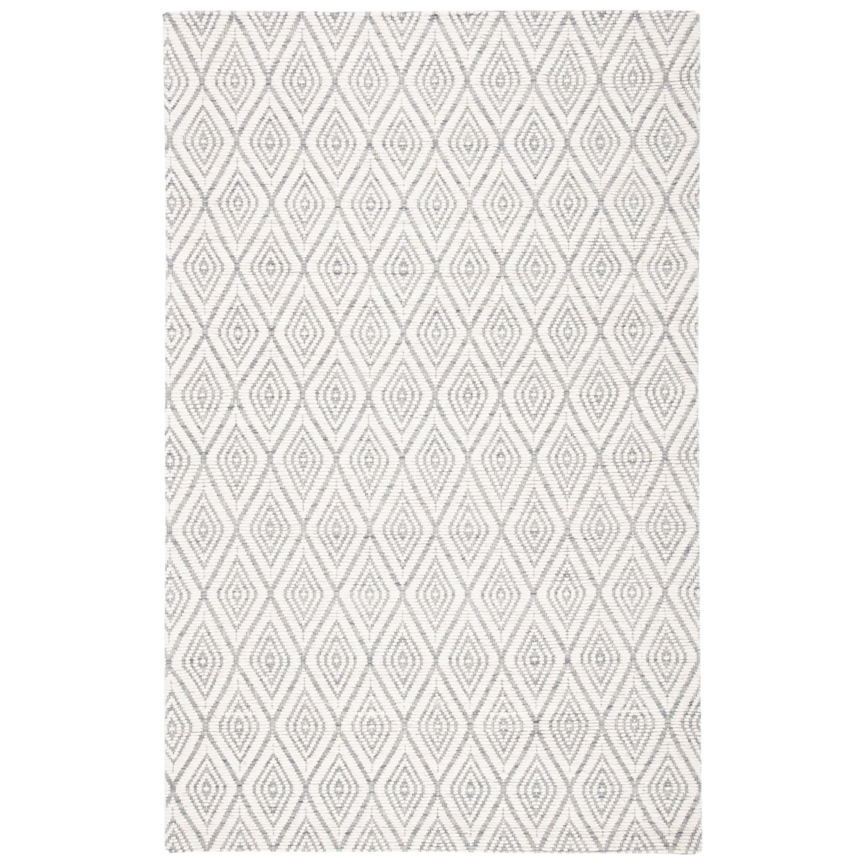 Elegant Geometric Gray Handwoven Wool Rug - 3' x 5'