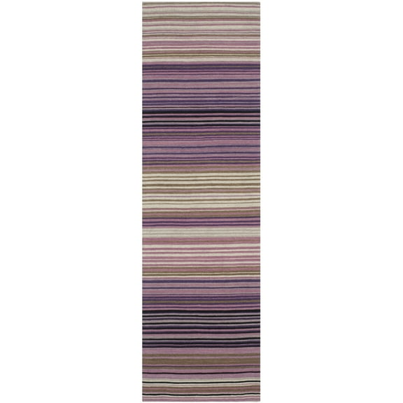 SAFAVIEH Marbella Xanthia Striped Runner Rug, White/Lilac, 2'3" x 8'