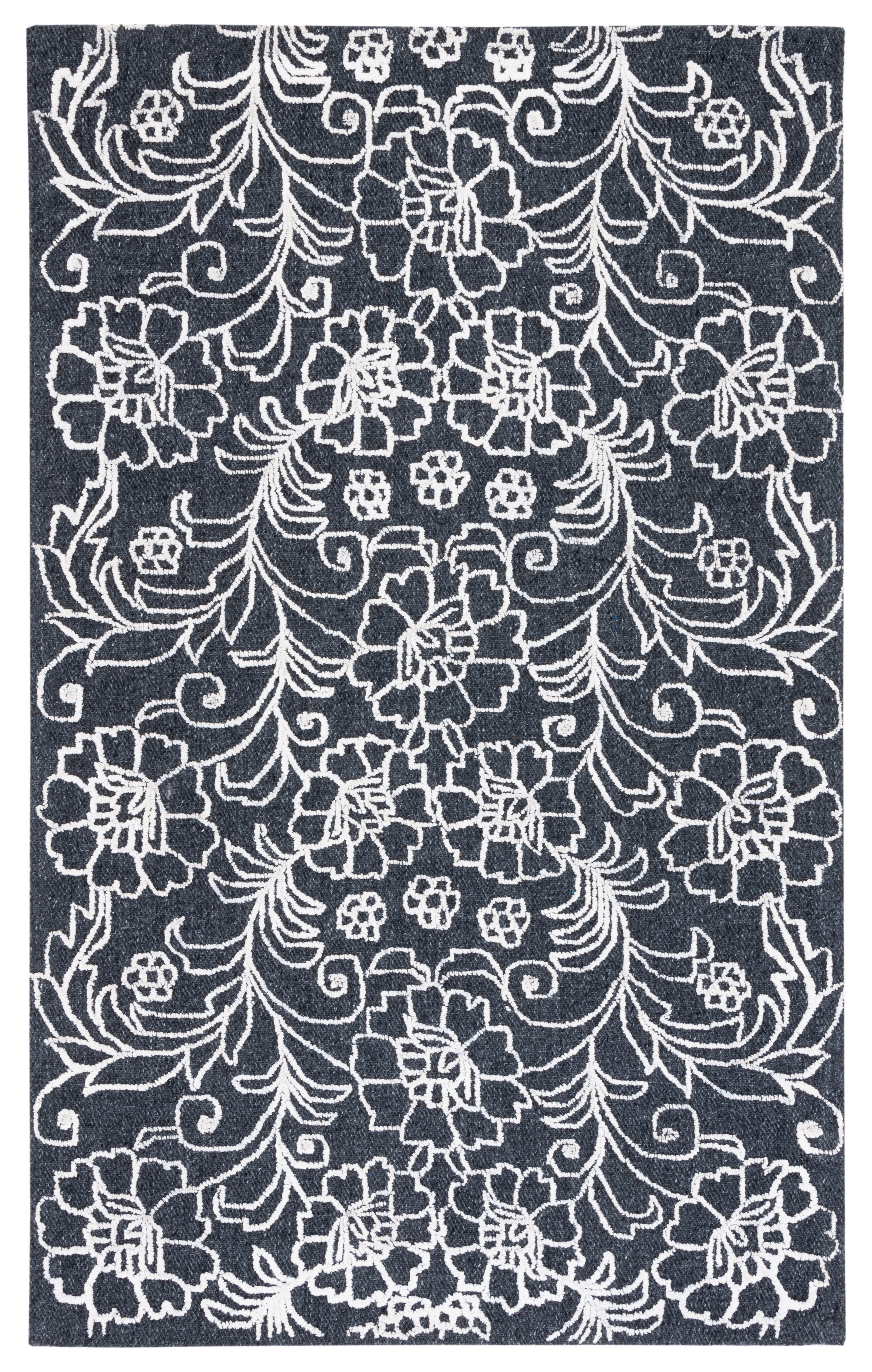 SAFAVIEH Marbella Zarif Floral Area Rug, Black/Ivory, 8' x 10'