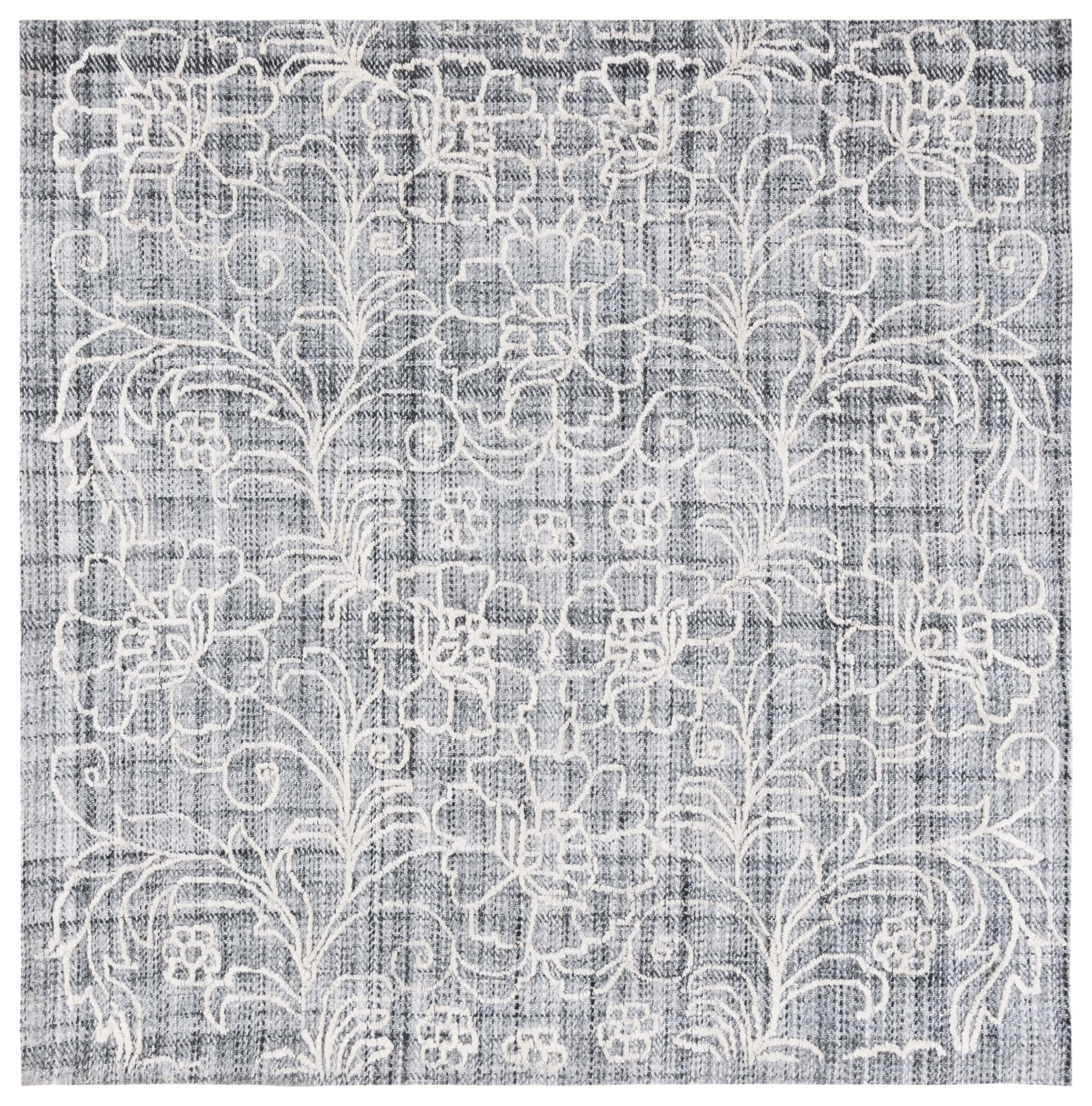 SAFAVIEH Marbella Zarif Floral Area Rug, Dark Grey/Ivory, 6' x 6' Square