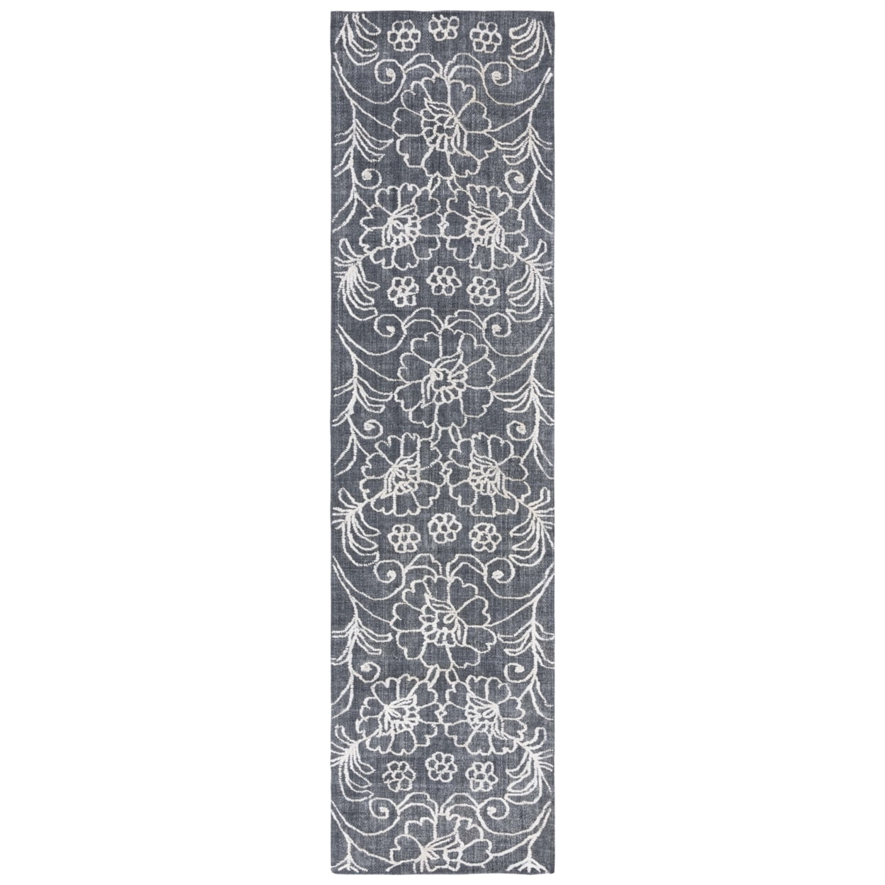 SAFAVIEH Marbella Zarif Floral Runner Rug, Black/Ivory, 2'3" x 9 ...