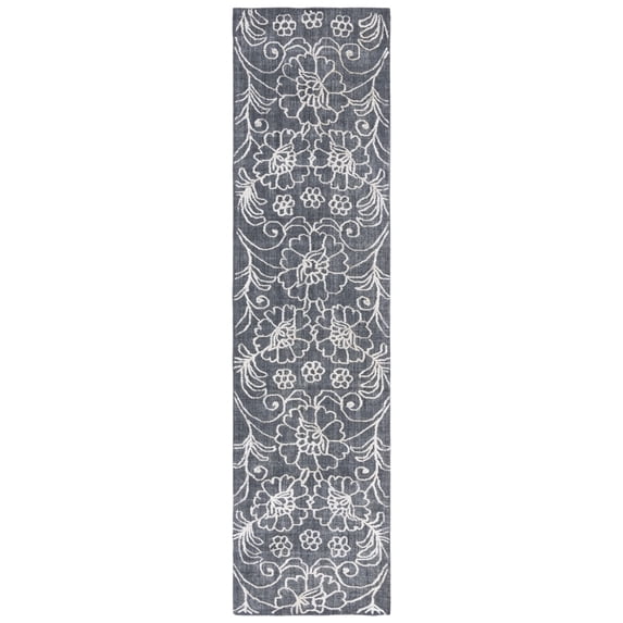 SAFAVIEH Marbella Zarif Floral Runner Rug, Black/Ivory, 2'3" x 9'