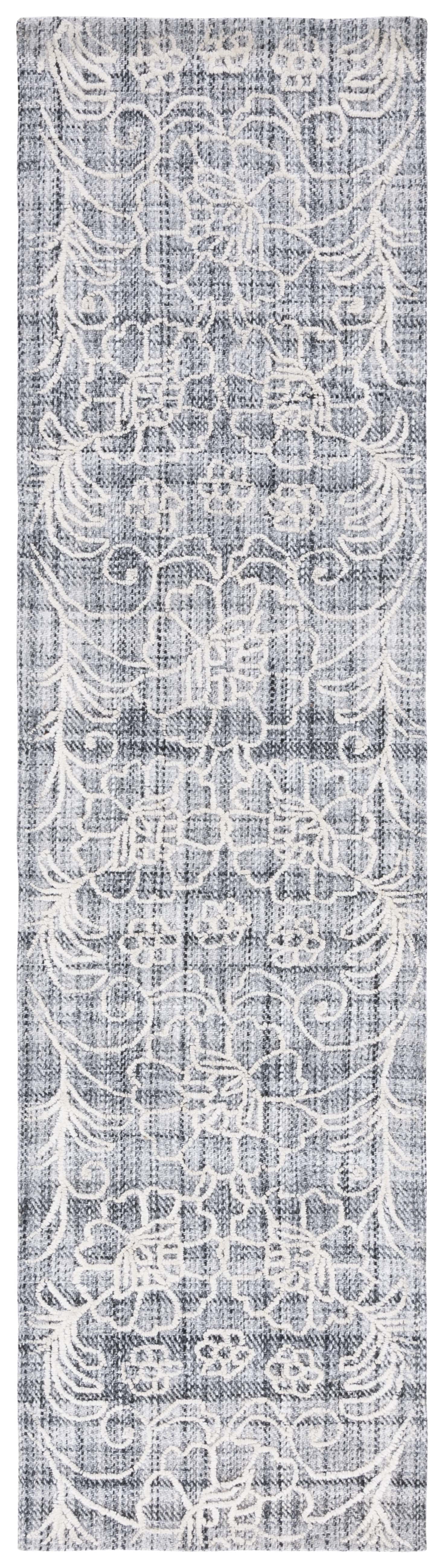 SAFAVIEH Marbella Zarif Floral Runner Rug, Dark Grey/Ivory, 2'3" x 9'