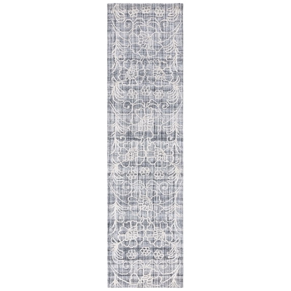 SAFAVIEH Marbella Zarif Floral Runner Rug, Dark Grey/Ivory, 2'3" x 9'