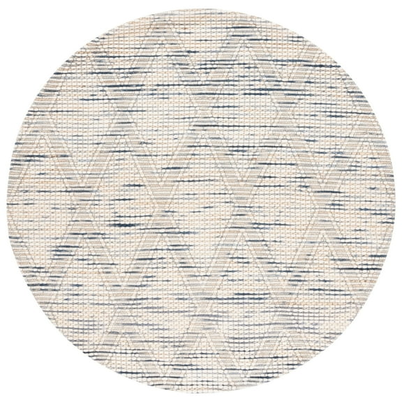 SAFAVIEH Marbella Zelma Diamond Area Rug, Ivory/Blue, 6' x 6' Round
