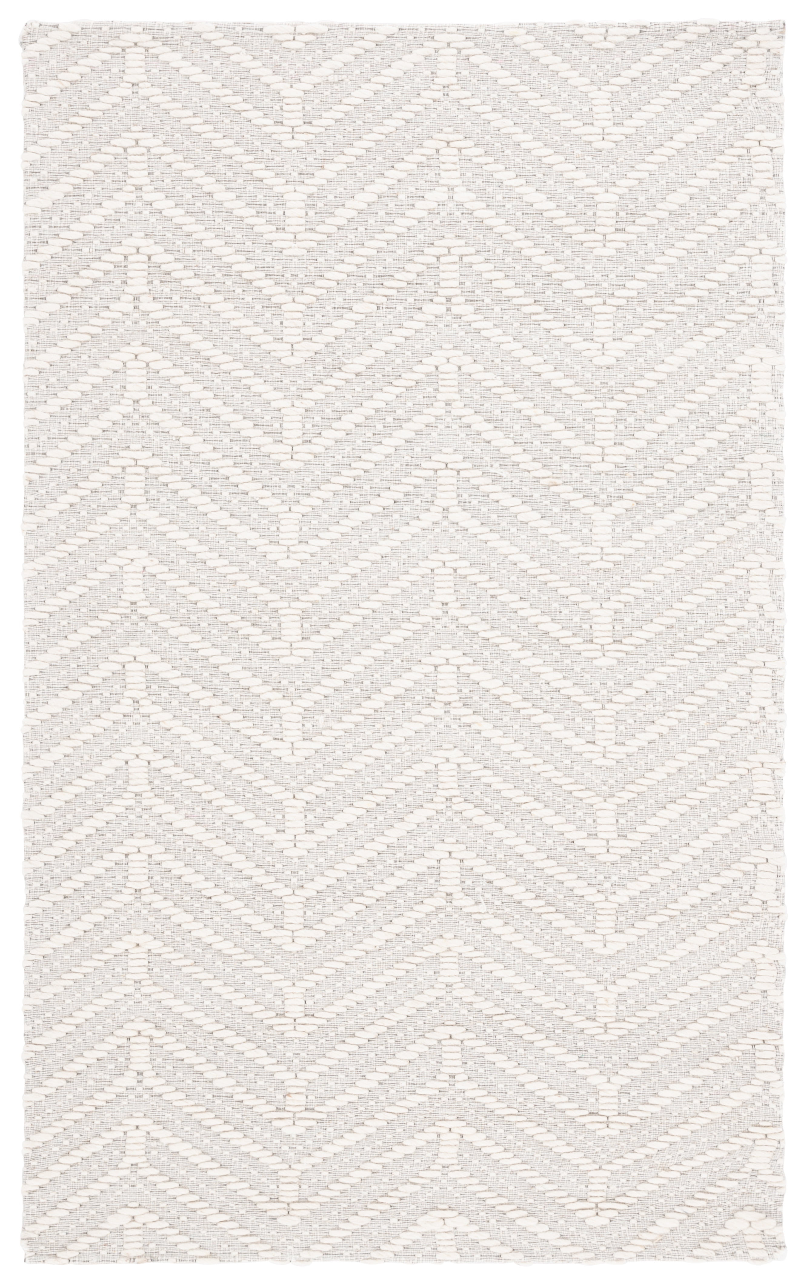 Marbella Ivory Beige 4' x 6' Chevron Wool Area Rug