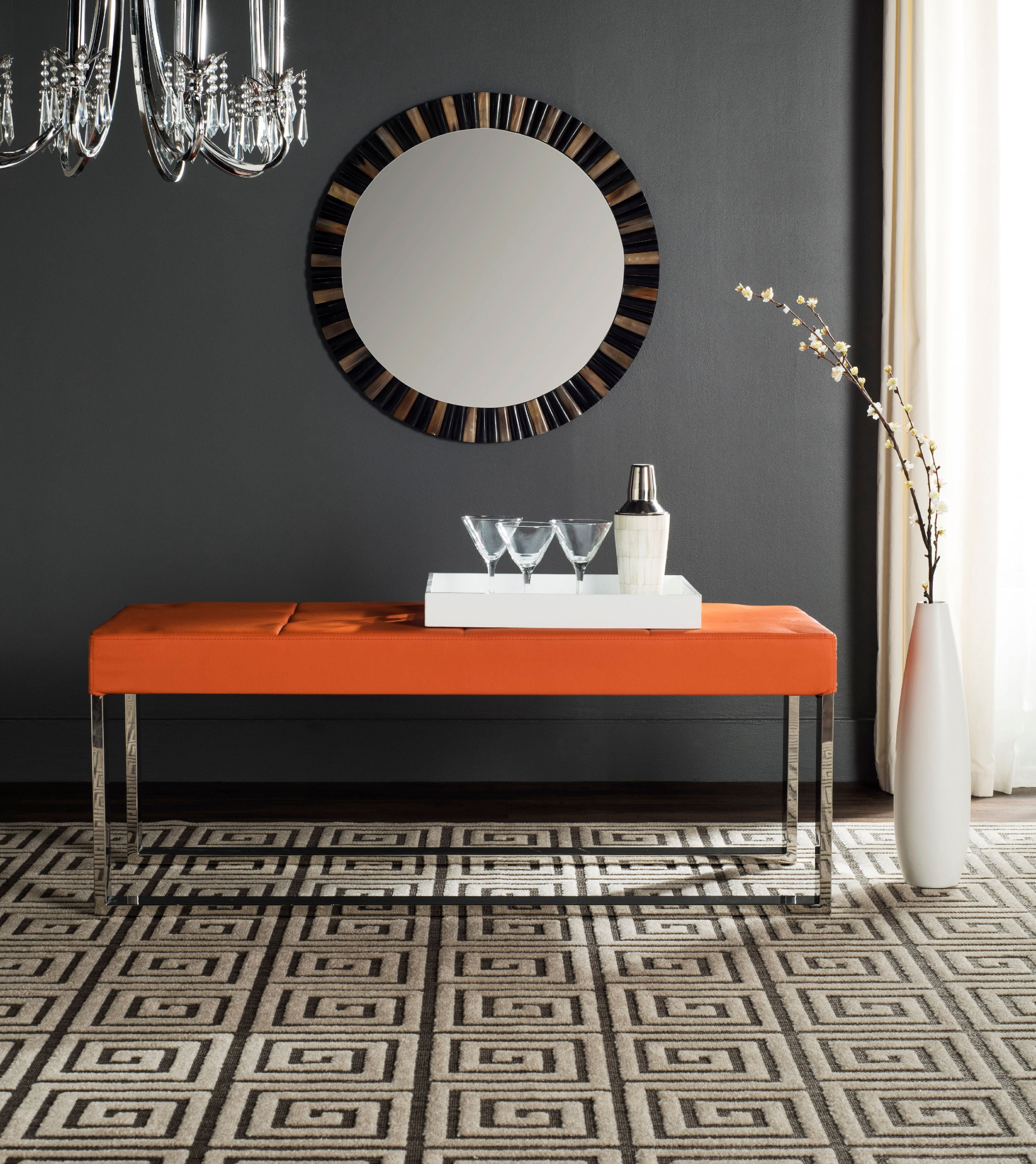 SAFAVIEH Marc Modern Glam Upholstered Rectangular Bench