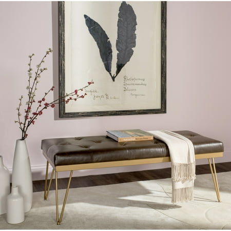 SAFAVIEH Marcella Contemporary Mid-Century Tufted Bench, Brown/Gold