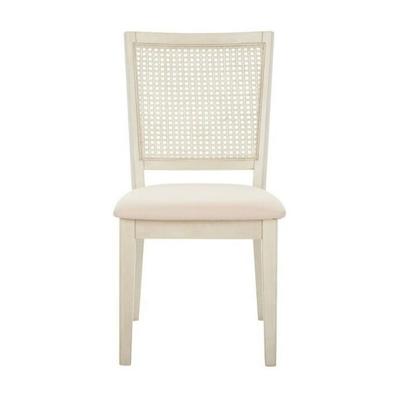 SAFAVIEH Margo Dining Chair, White Washed/Beige, Set of 2 (19.7 in. W x 23 in. D x 36.6 in. H)