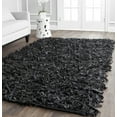 thumbnail image 1 of SAFAVIEH Mariam Leather Shag Area Rug, Black, 2'3" x 4', 1 of 7