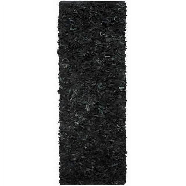 SAFAVIEH Mariam Leather Shag Area Rug, Black, 6' x 9'