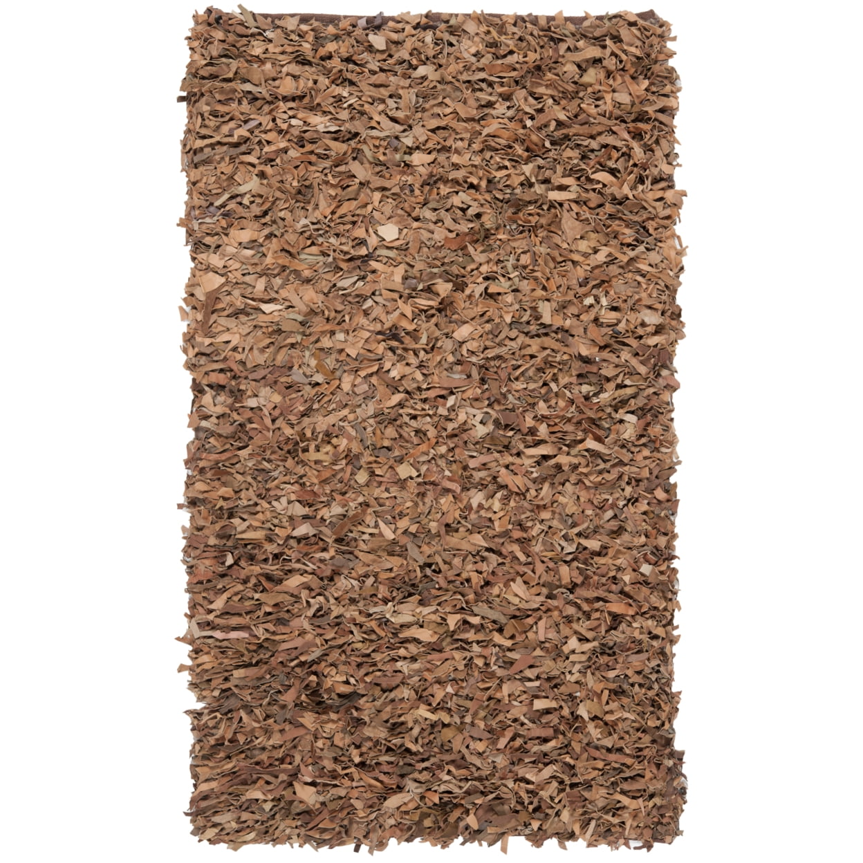 Brown Hand-Knotted Leather Shag Area Rug