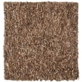 thumbnail image 1 of SAFAVIEH Mariam Leather Shag Area Rug, Brown, 6' x 6' Square, 1 of 5