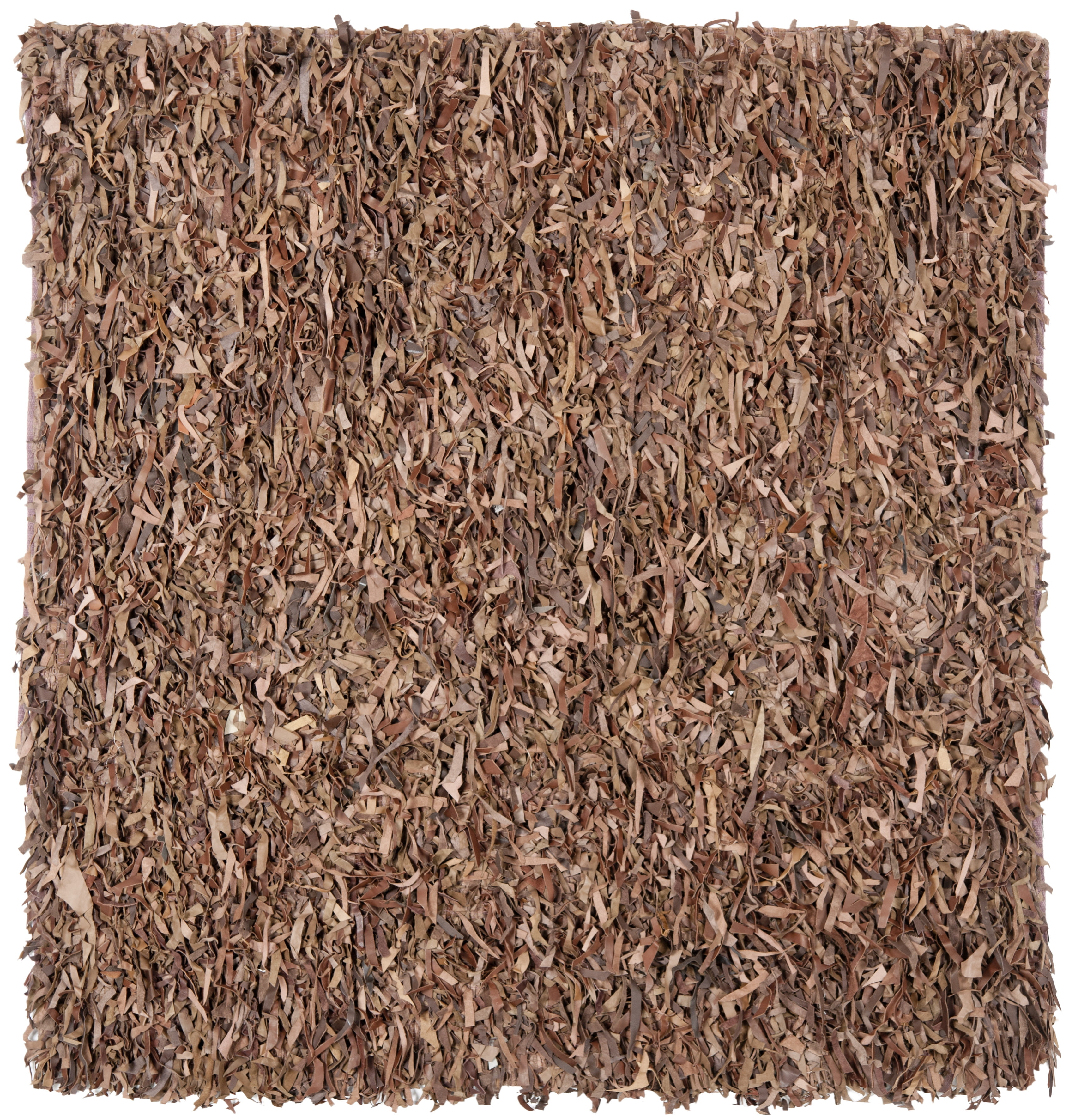 SAFAVIEH Mariam Leather Shag Area Rug, Brown, 8' x 8' Square